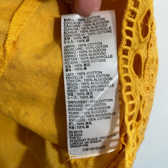 Maeve by Anthropologie Tilly Eyelet Blouse Sz 4 Sunflower Yellow - Picture 9 of 10